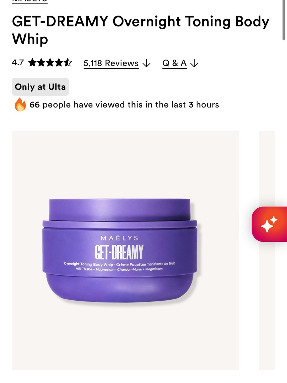 MAËLYS Get-Dreamy Overnight Toning Body Whip - Firming Toning CREAM 6.8 OZ - Picture 2 of 5